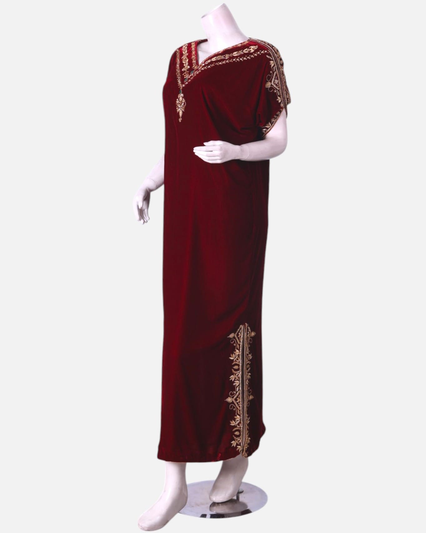 Red Velvet Long Dress Maxi with Arabic Style