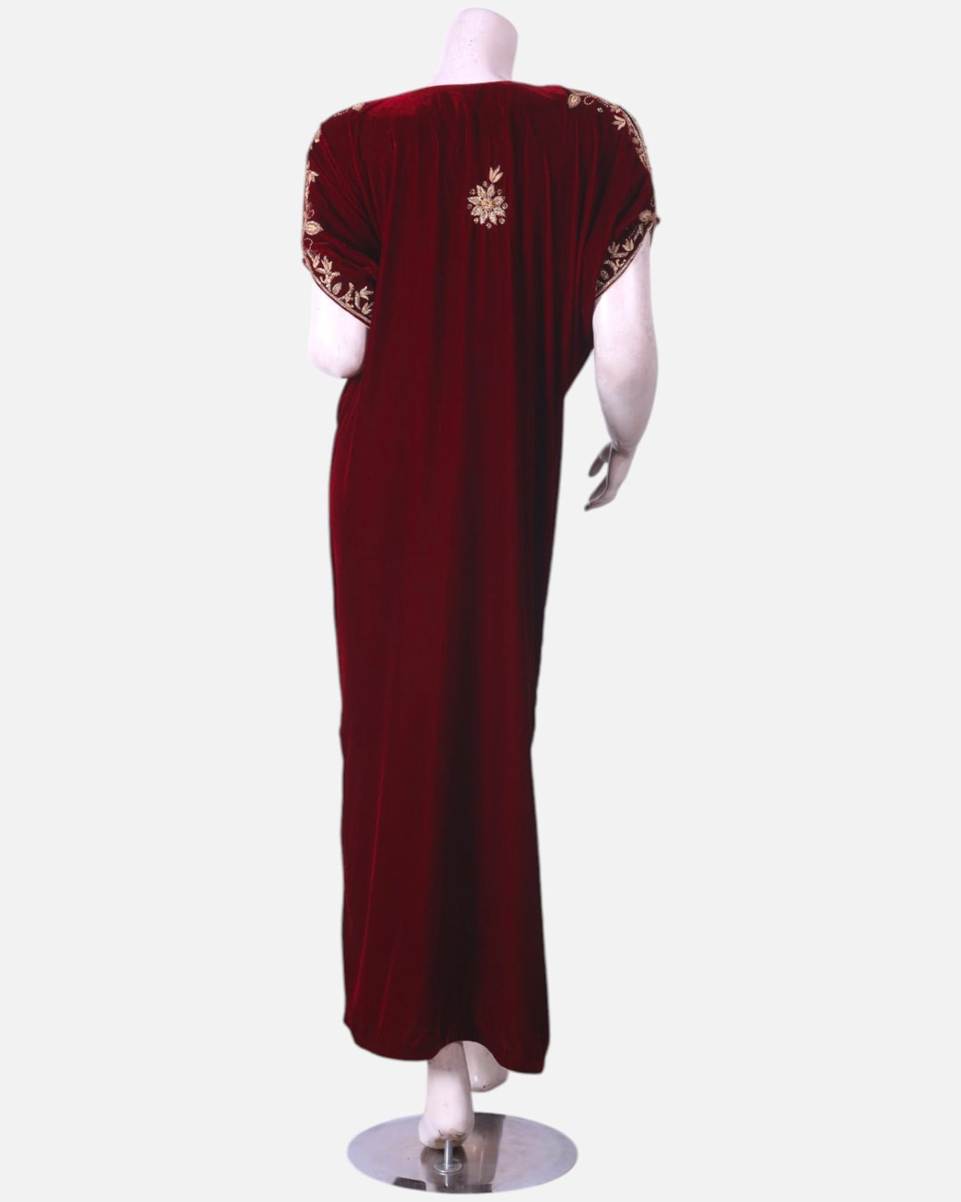 Red Velvet Long Dress Maxi with Arabic Style