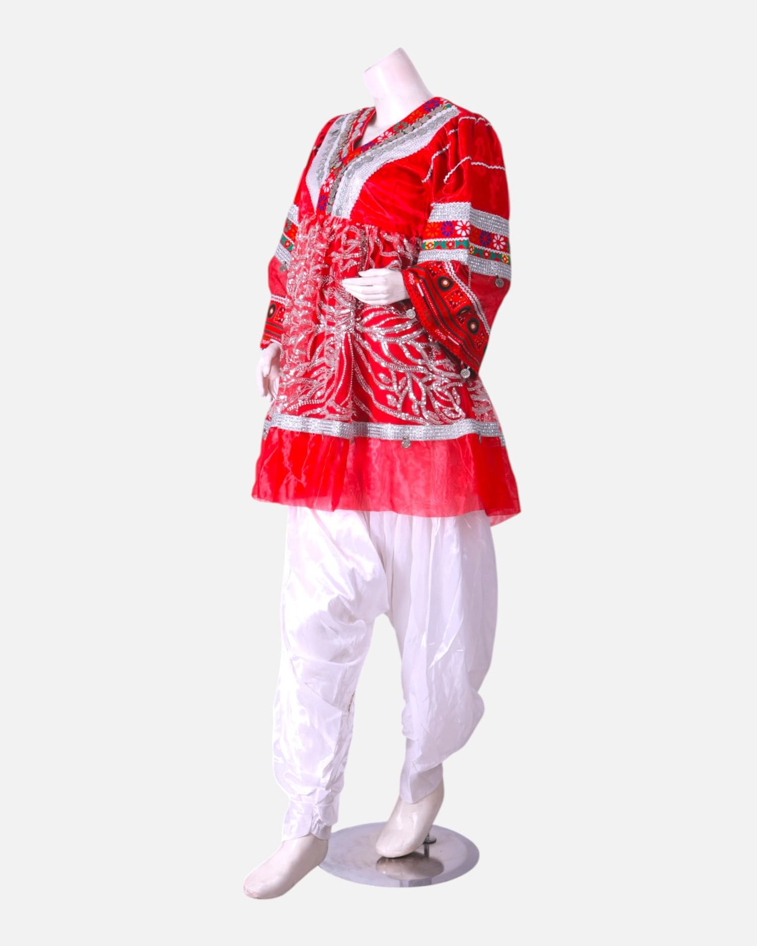 Red  Kuchi Dress with  Matching Red Scarf