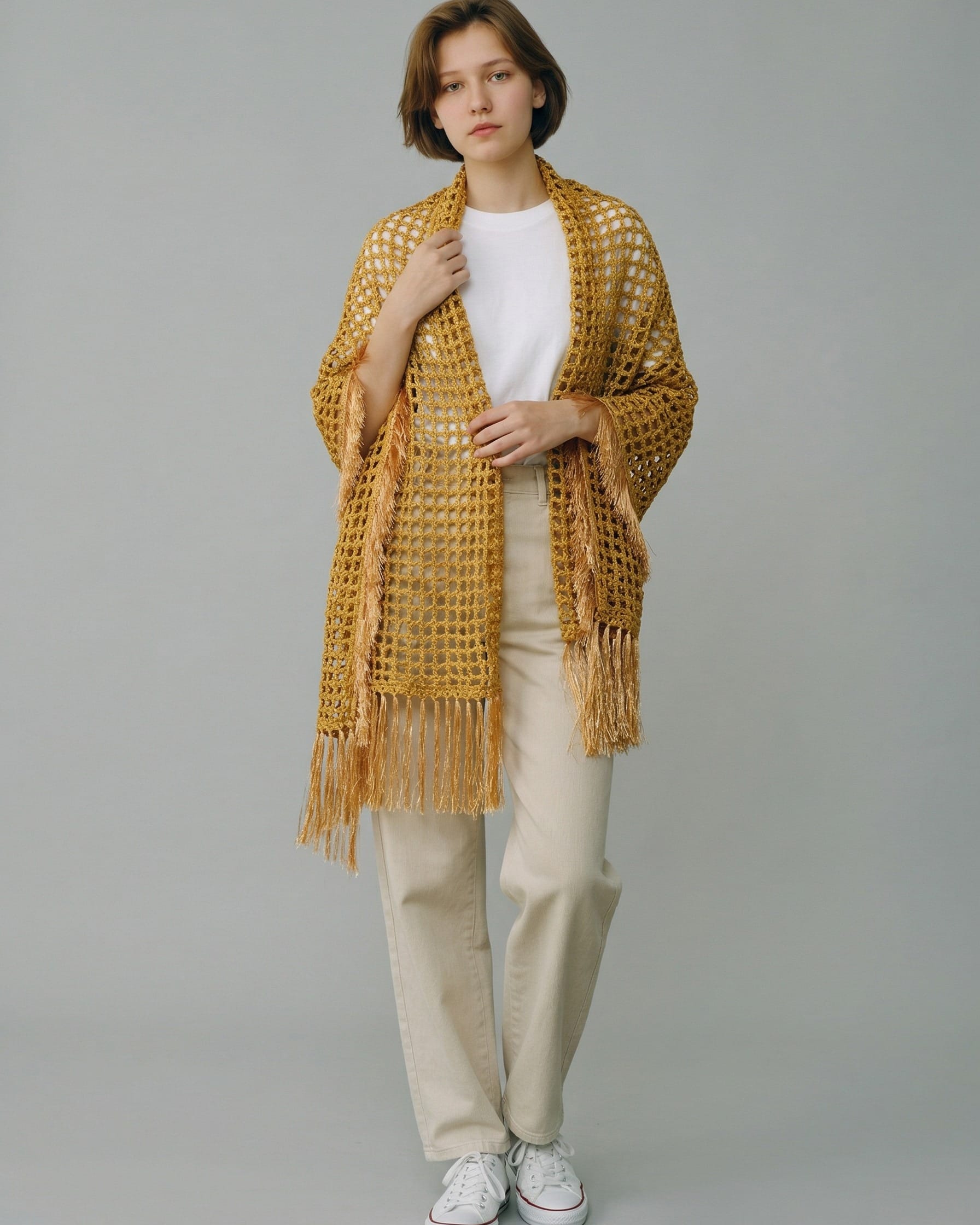 Yellow Unique Shawl For Girls