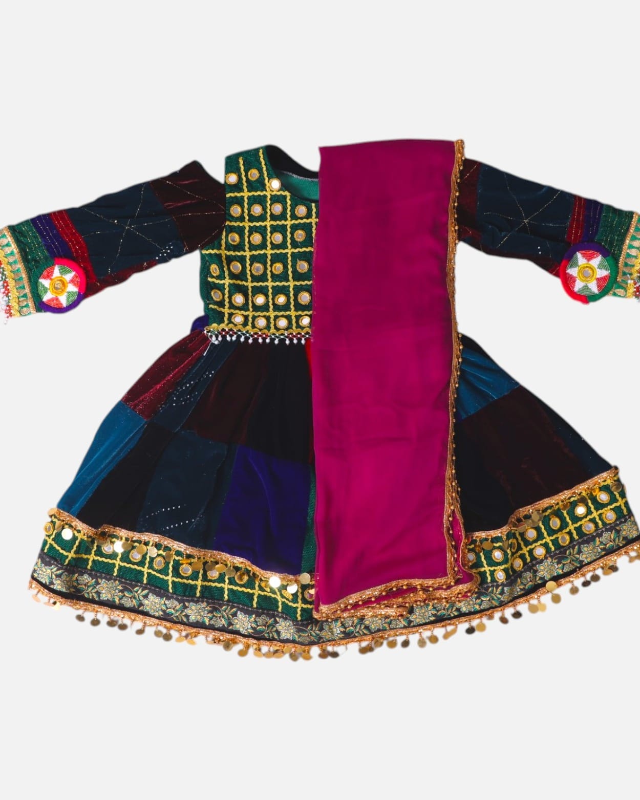 Handmade Dress with Purple scarf for kids