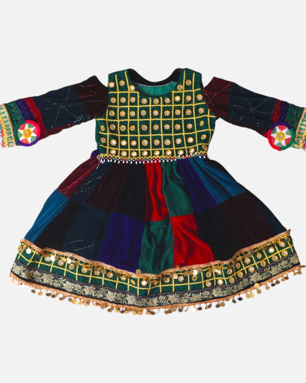 Handmade Dress with Purple scarf for kids