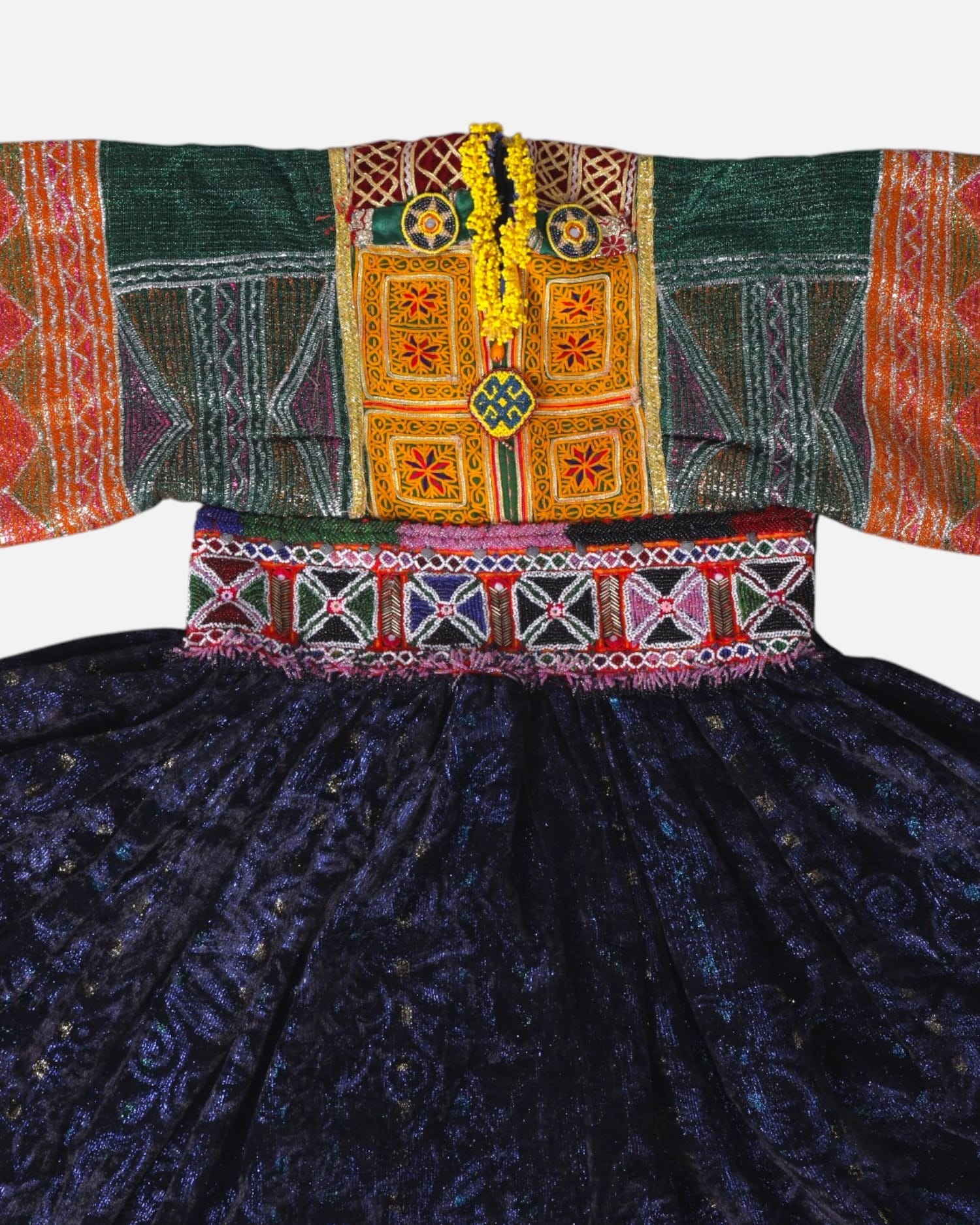 Luxurious Afghan Velvet Dress in black, Purple and Multicolor with Handcrafted Embroidery