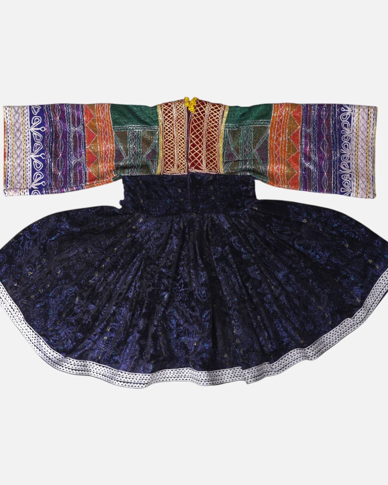 Luxurious Afghan Velvet Dress in black, Purple and Multicolor with Handcrafted Embroidery