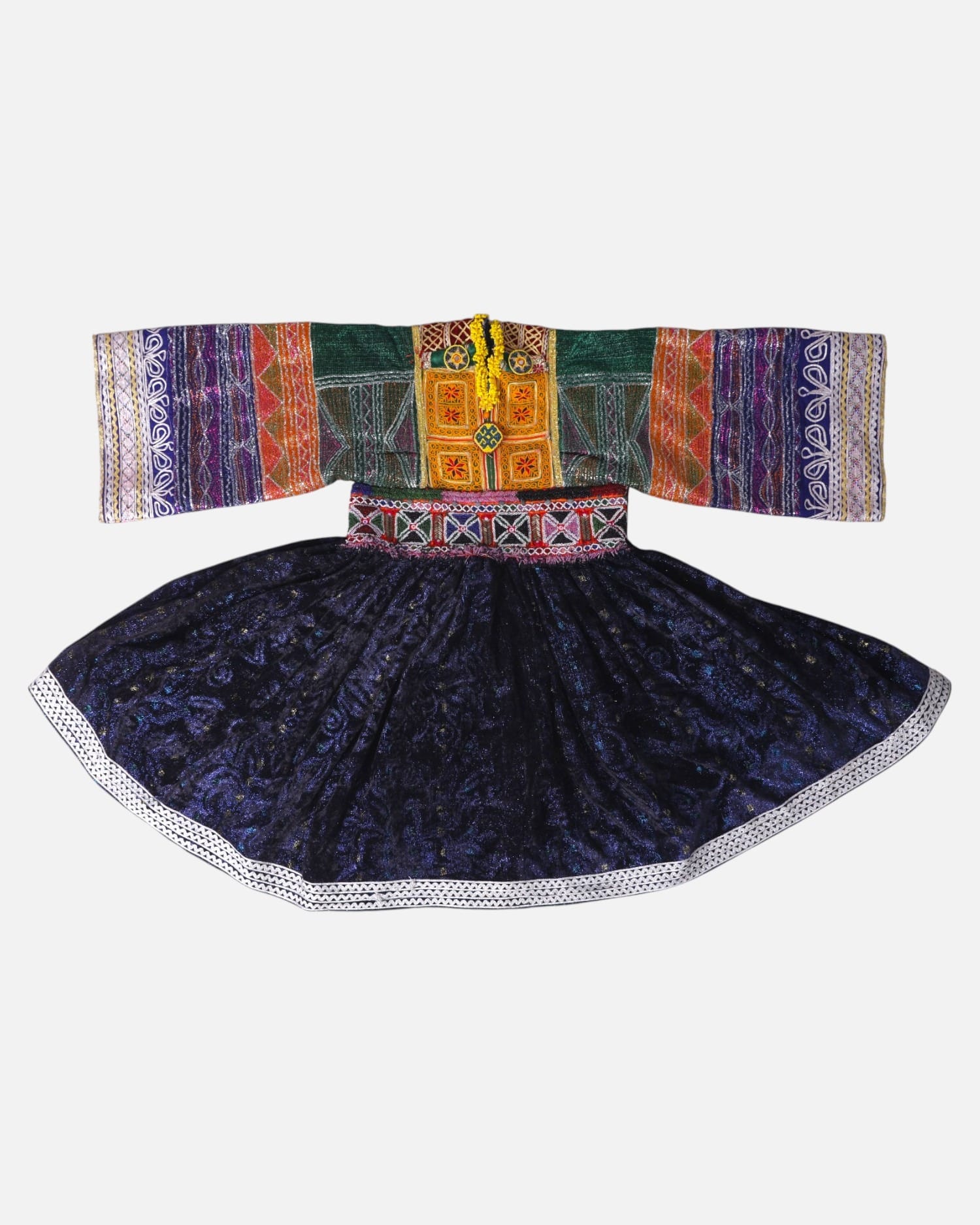 Luxurious Afghan Velvet Dress in black, Purple and Multicolor with Handcrafted Embroidery