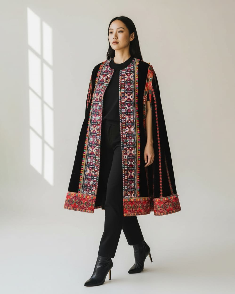 Noir Blossom Black Velvet Embroidered Dress | Aseel Noir Blossom Black Velvet Embroidered Dress | Aseel