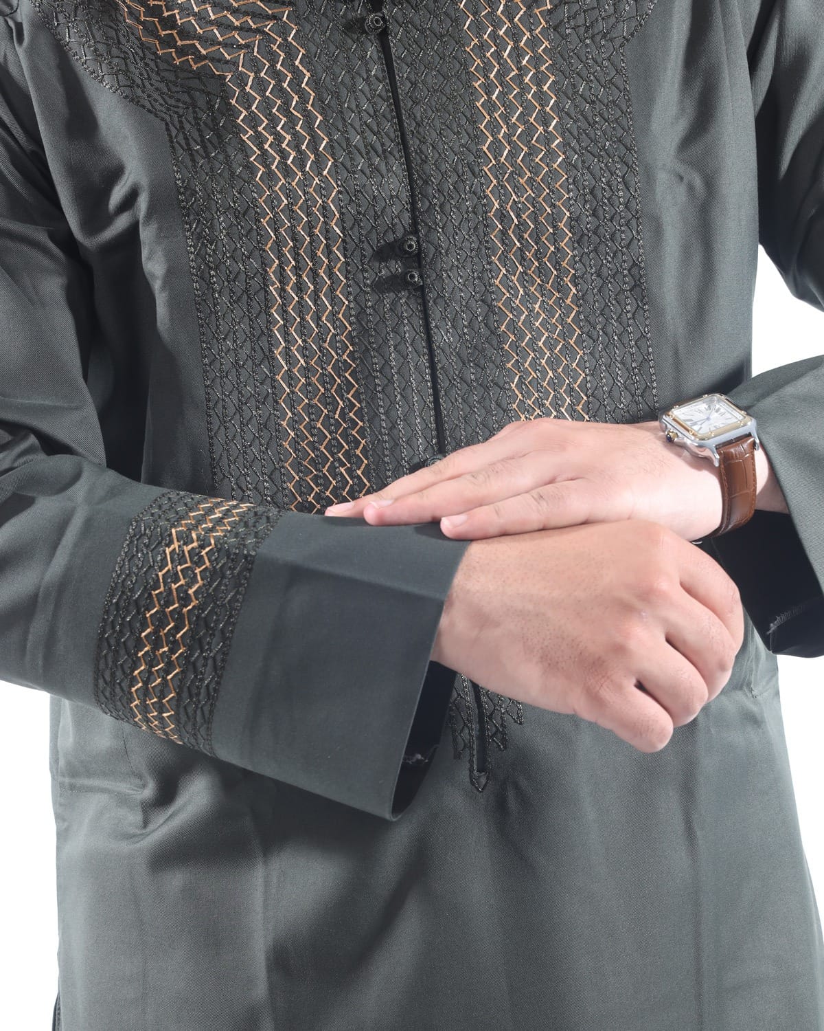 Men’s Arabic Green Outfit Design Perhran Tunban