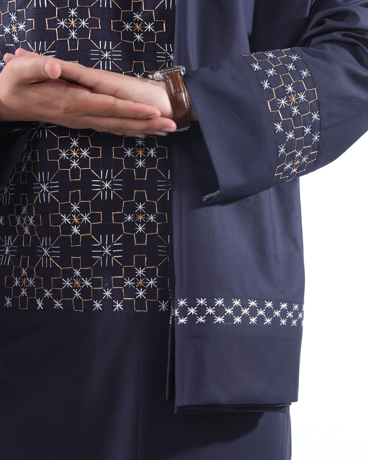 Men Pashtun Style Navy Blue clothes with Shawl