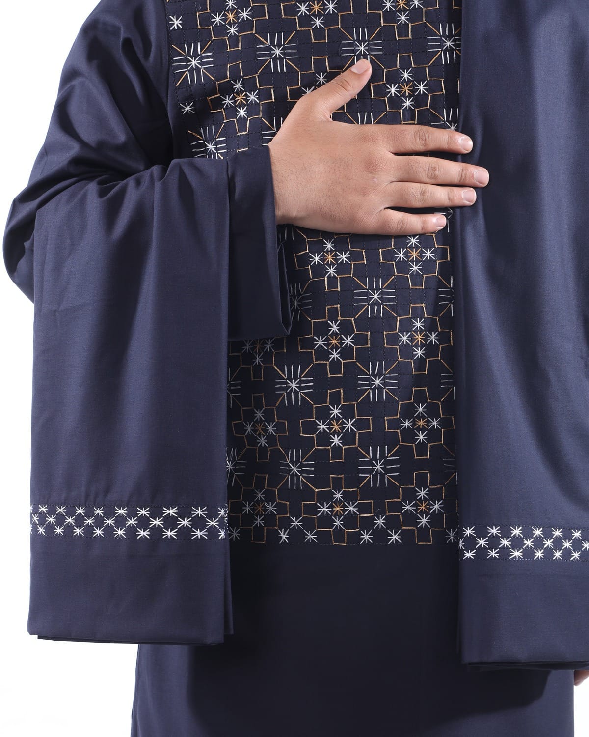 Men Pashtun Style Navy Blue clothes with Shawl