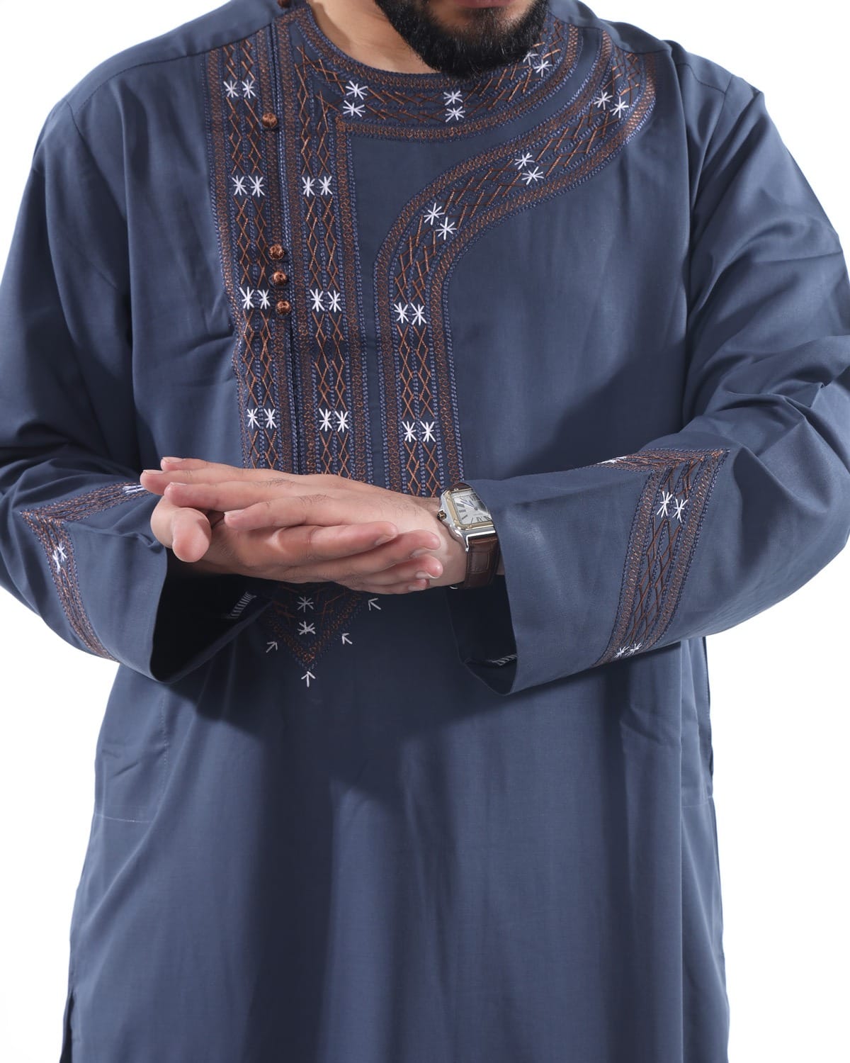 Men Dark Blue Qasimi Style with Shawl Cloths