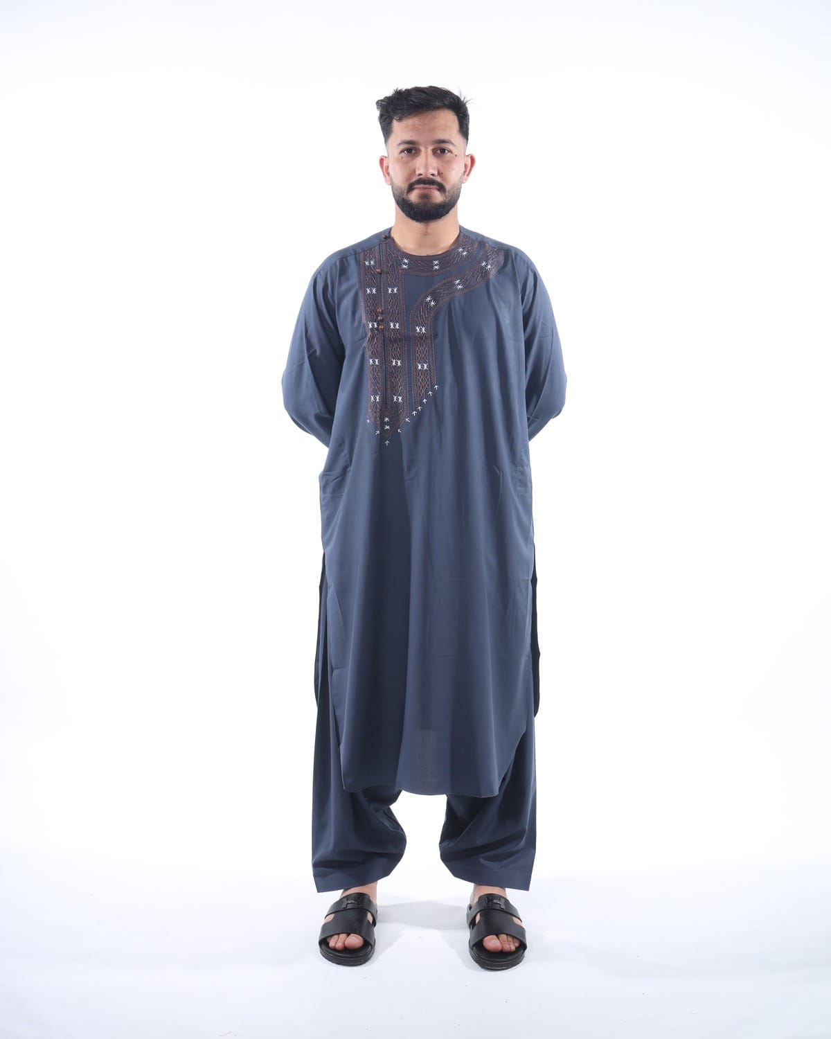 Men Dark Blue Qasimi Style with Shawl Cloths