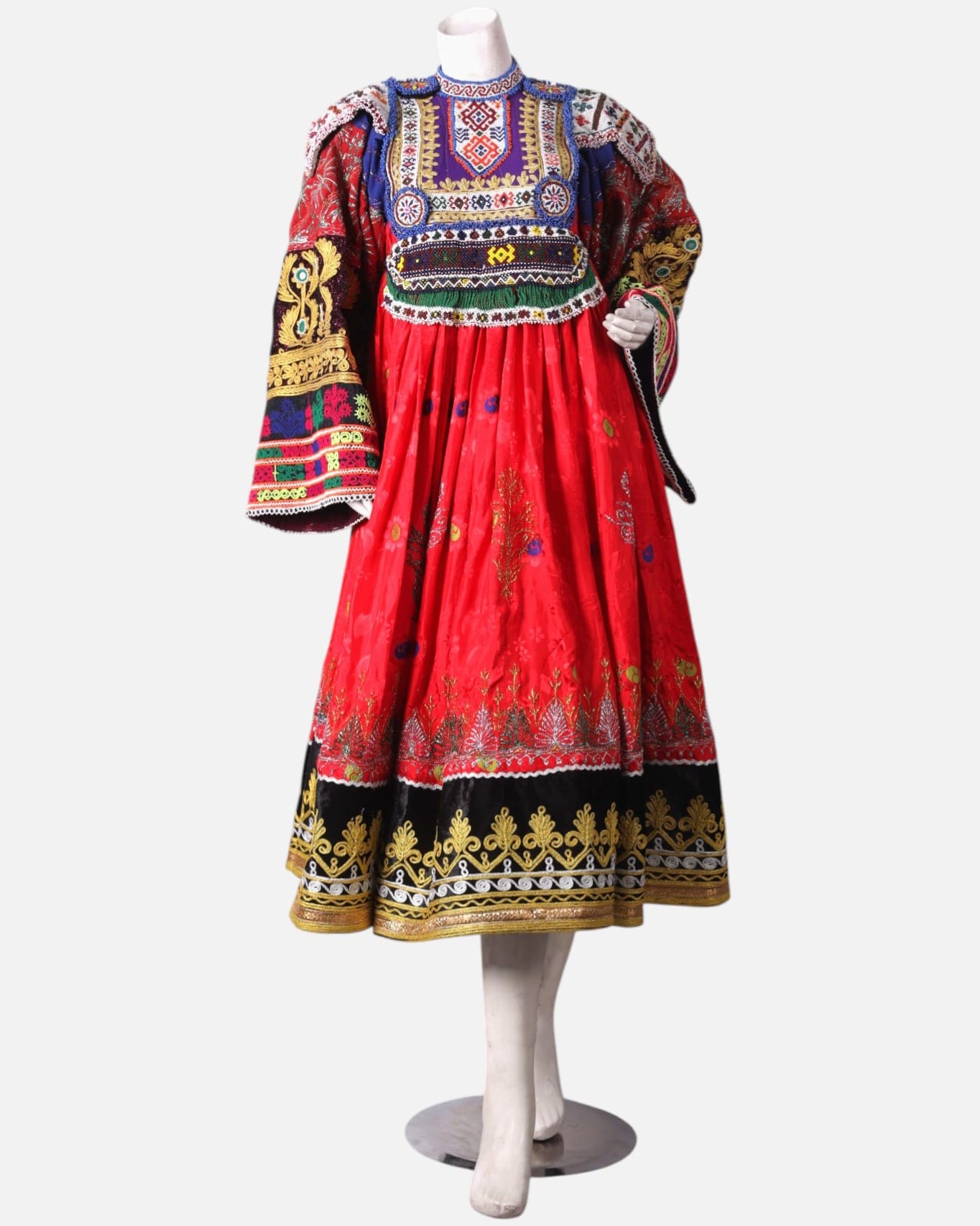 Red Afghani Kuchai Dress