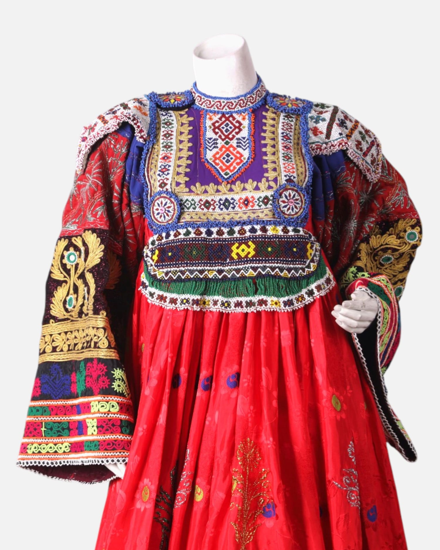 Red Afghani Kuchai Dress