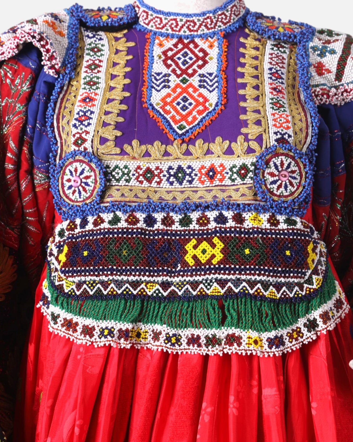 Red Afghani Kuchai Dress