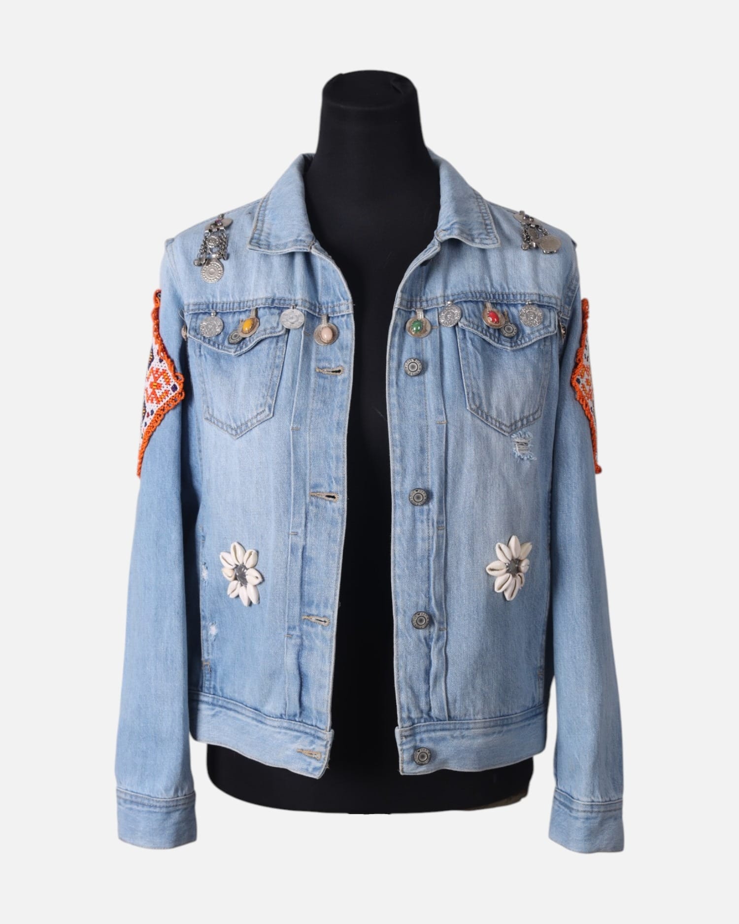 Hand Embroidered Denim Jacket For Women
