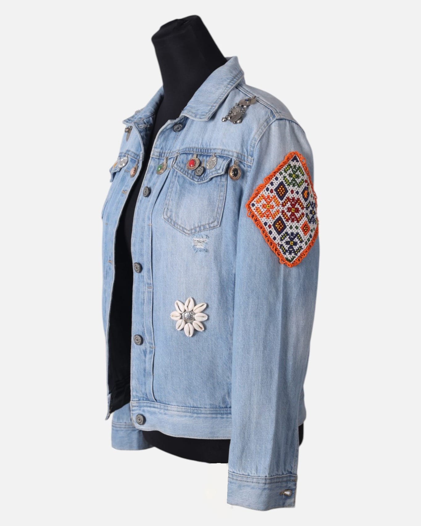 Hand Embroidered Denim Jacket For Women