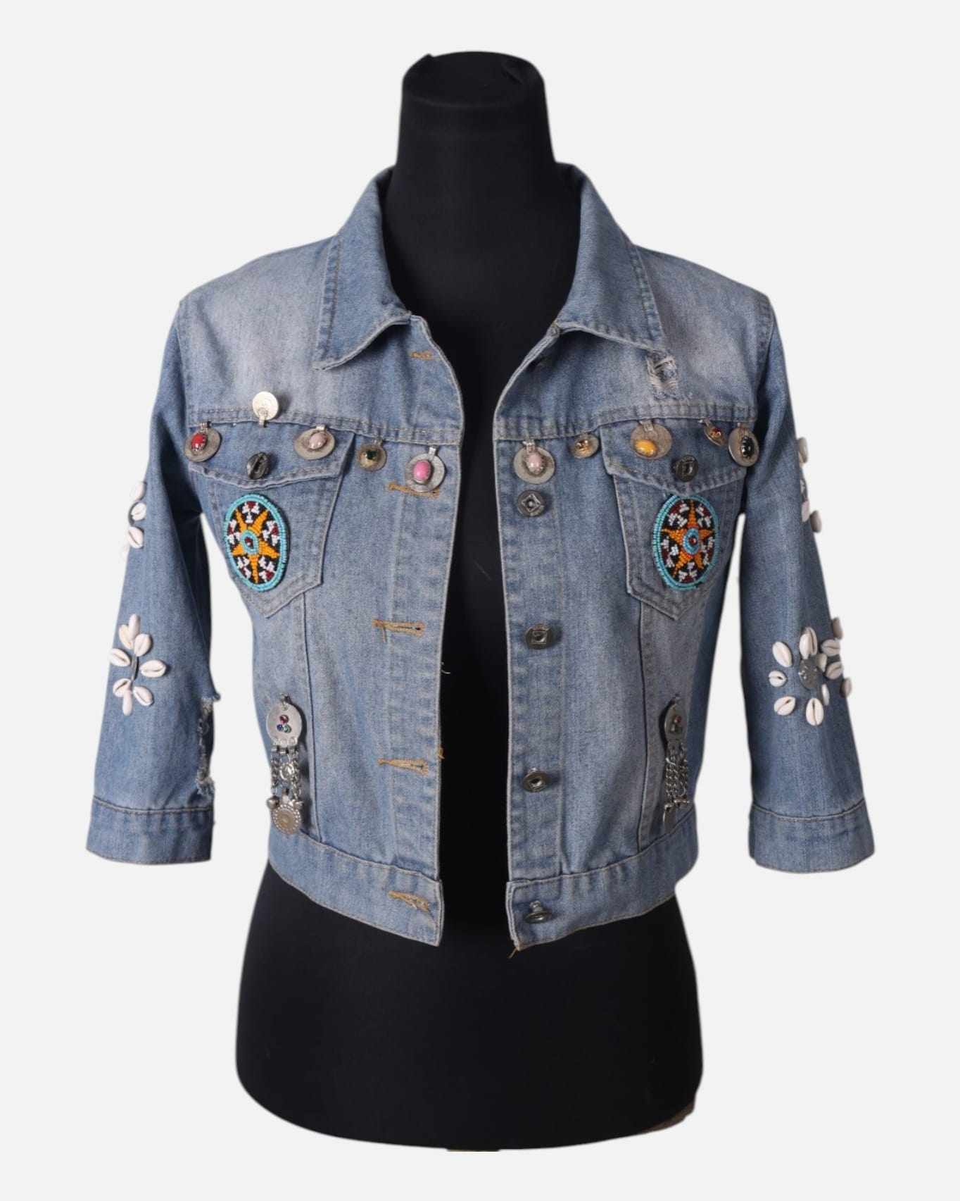 Womens  Beadwork Denim Jacket