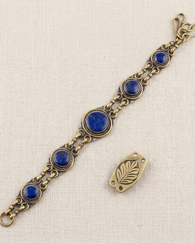 Antique  Lapis-Blue Statement Link Bracelet