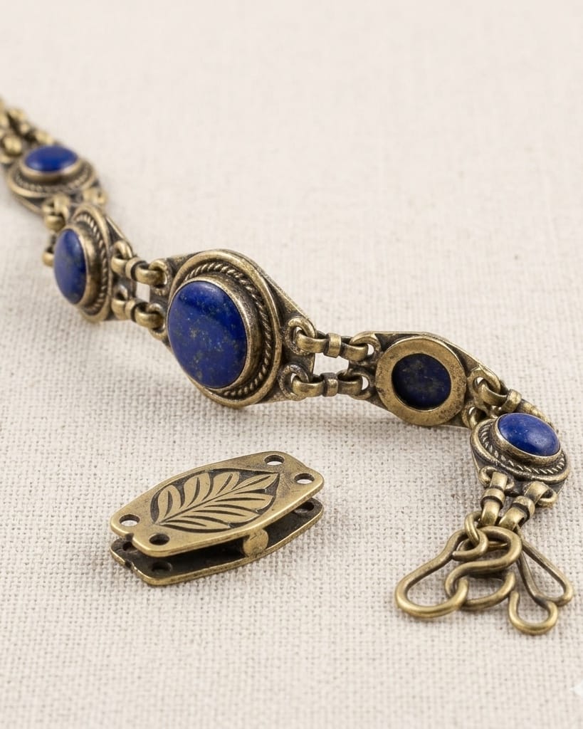 Antique  Lapis-Blue Statement Link Bracelet