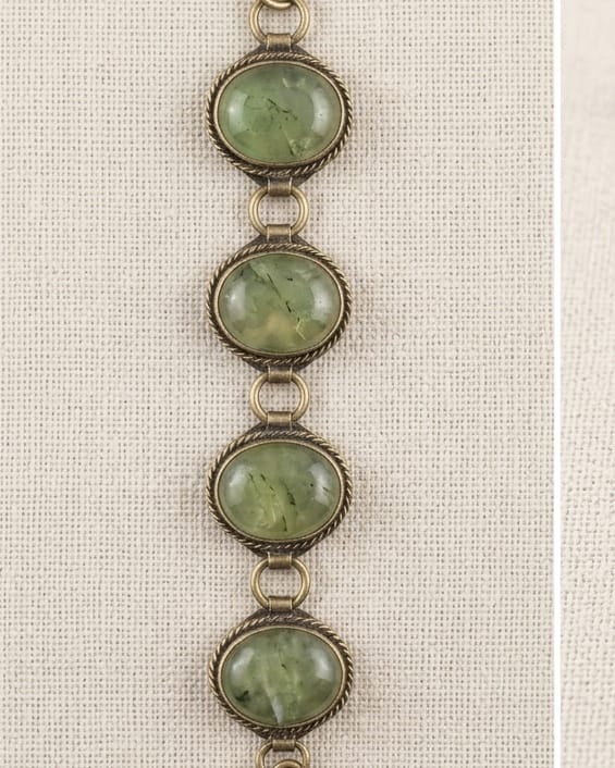 Antique Link Bracelet with Sage Green Moss Inlays