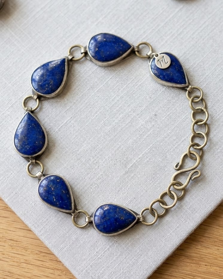 Antique Teardrop Lapis-Blue Station Bracelet