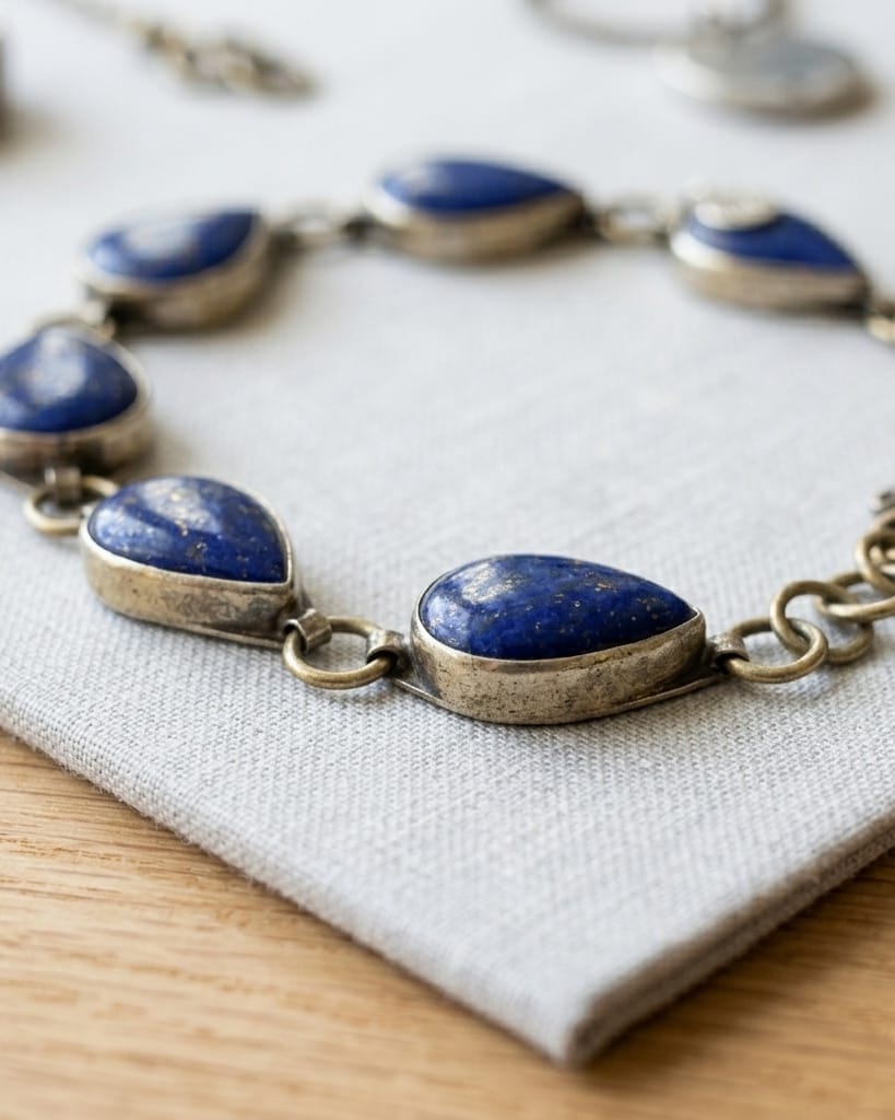 Antique Teardrop Lapis-Blue Station Bracelet