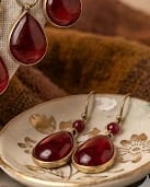 Vintage Ruby Flora Statement Necklace with Earrings