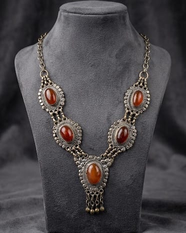 Antique-Style Carnelian Bib Necklace