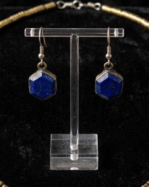 Geometric Multi-Stone Collar necklace with earrings
