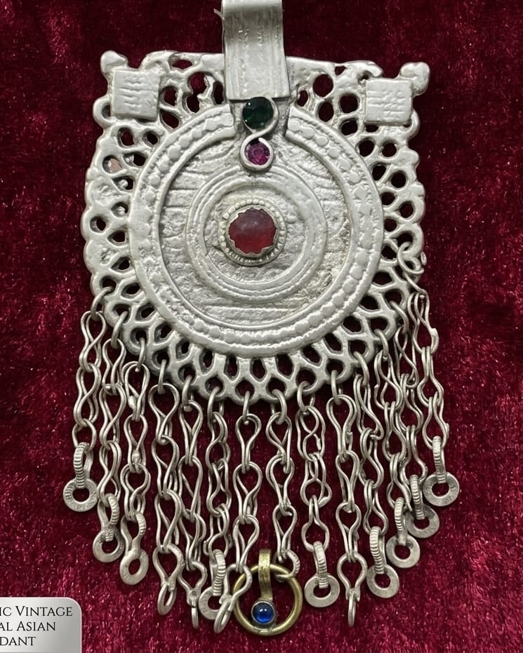 Antique-Inspired Tribal Fringe Earrings with Gemstone Accents
