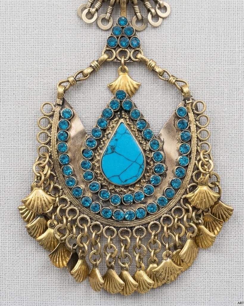 Vintage-Style Turquoise & Crystal Boho Statement Earrings