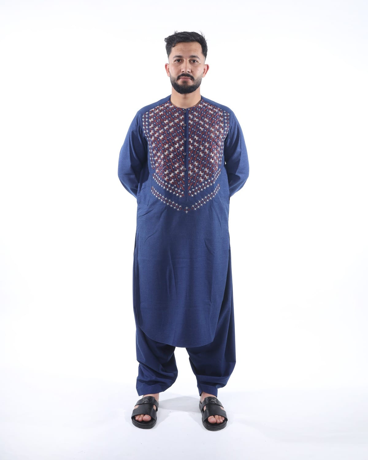 Blue Men’s Embroidery Outfit