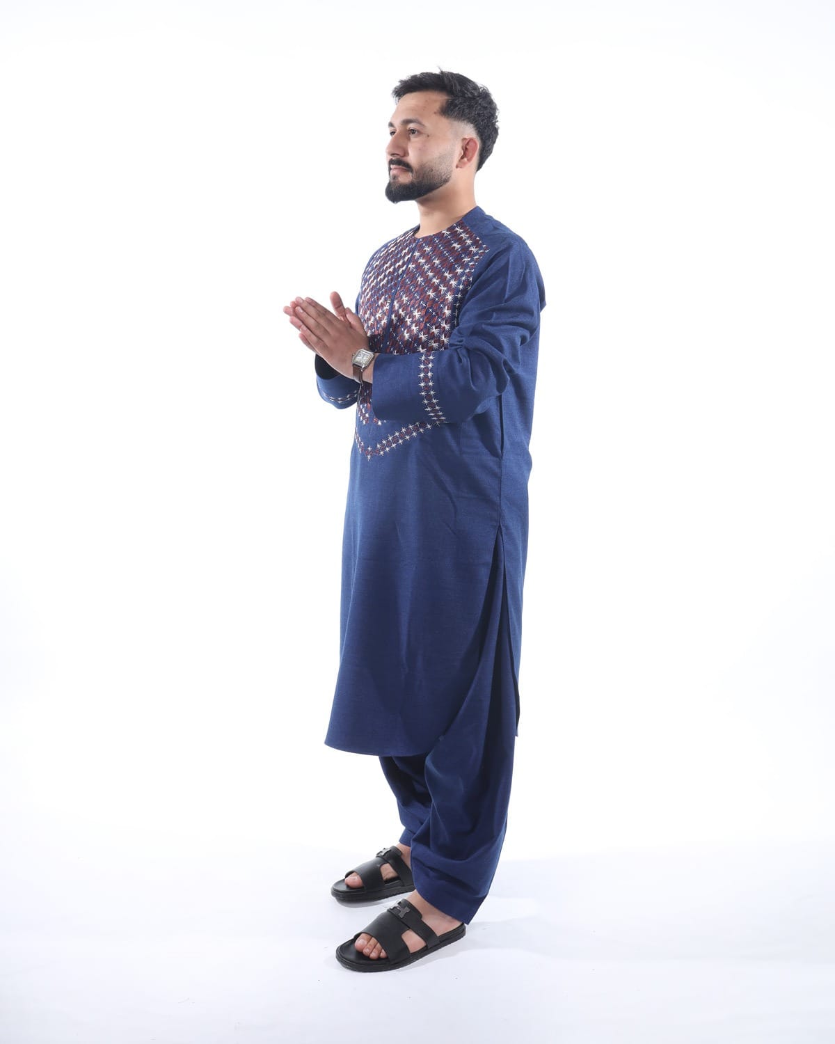 Blue Men’s Embroidery Outfit