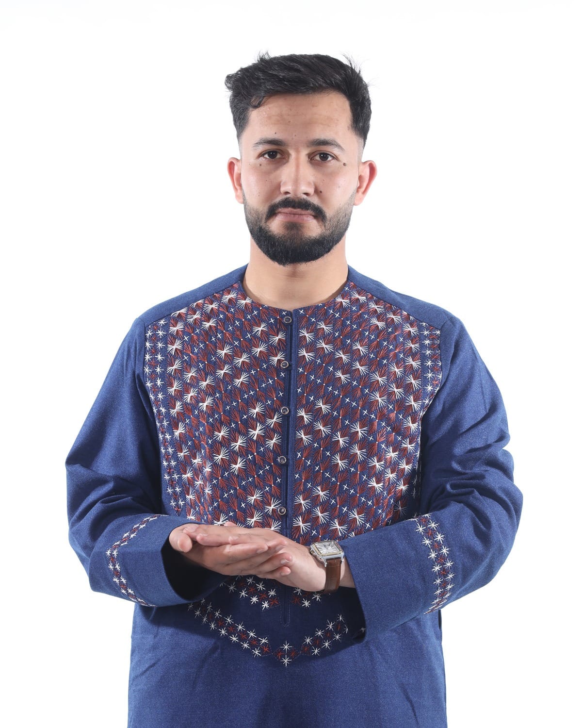 Blue Men’s Embroidery Outfit