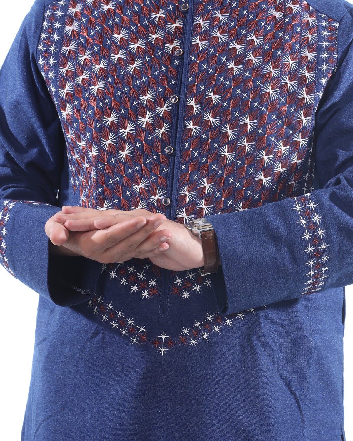 Blue Men’s Embroidery Outfit