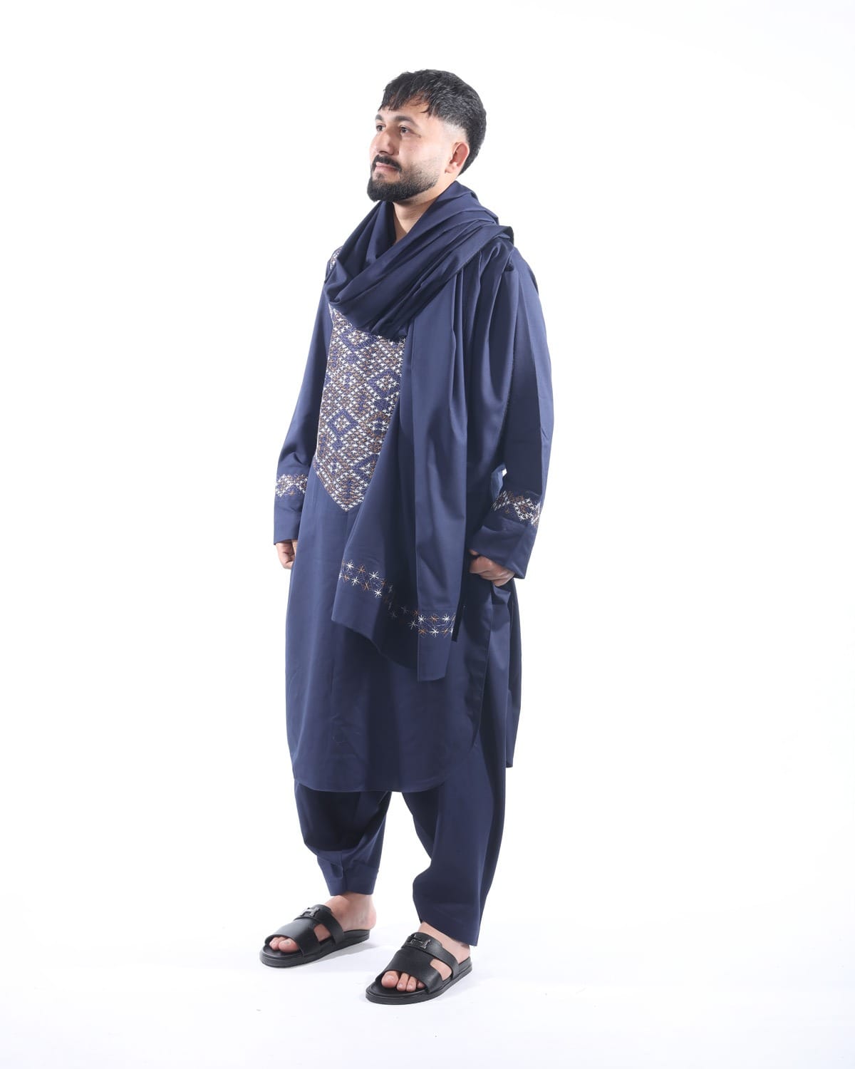 Blue Men Stylish Clothes with Shawl