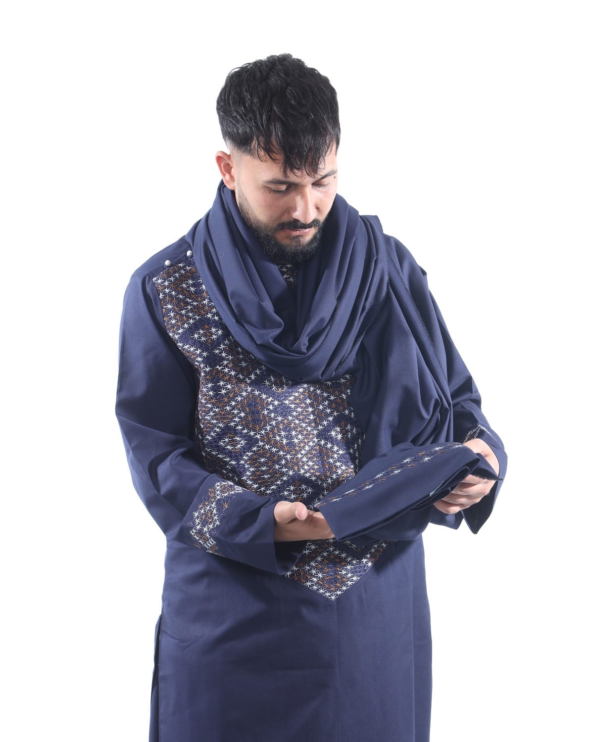 Blue Men Stylish Clothes with Shawl