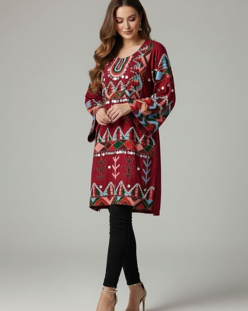 Balochi Punjabi Dress – Red Embroidered Traditional Wear