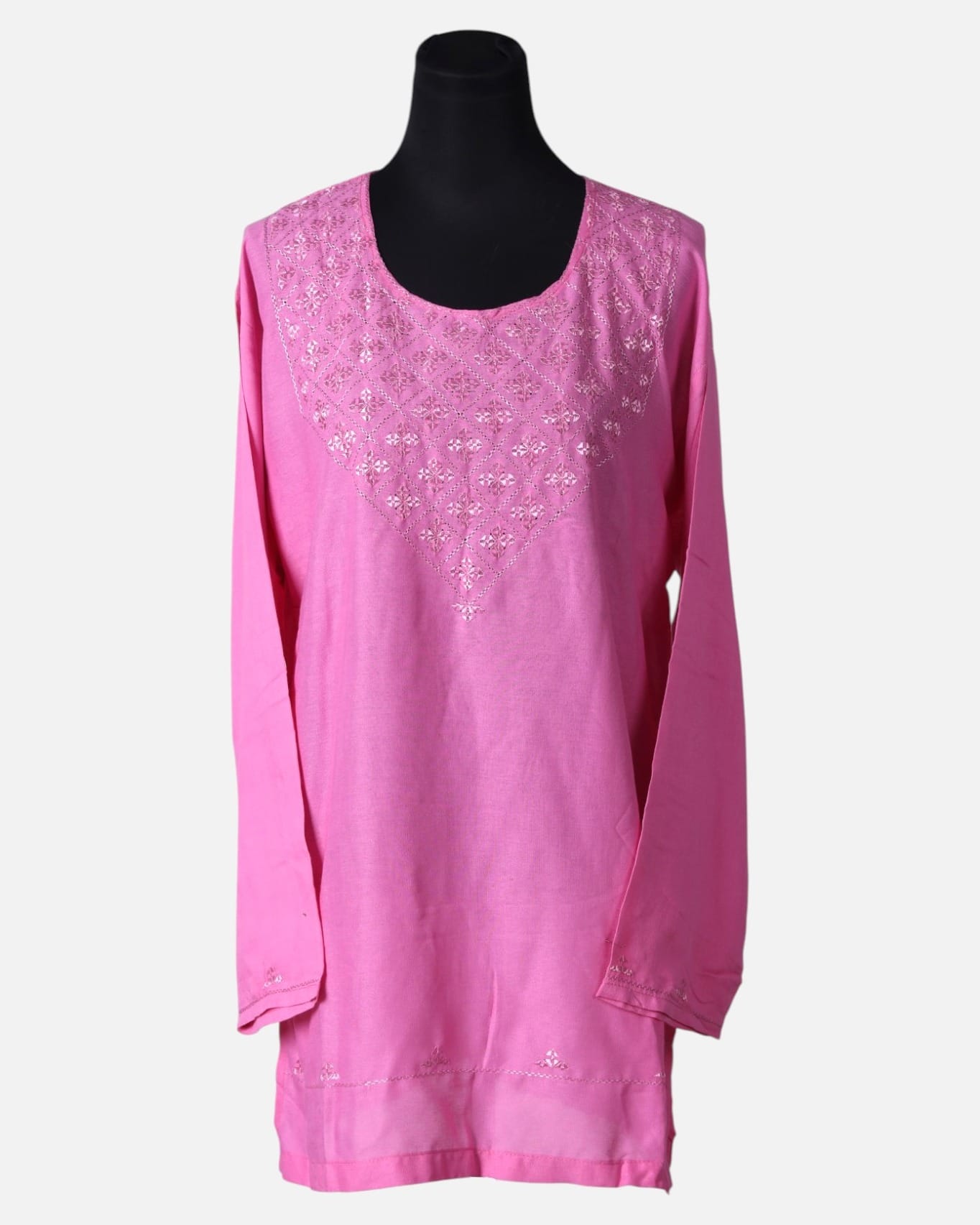 Pink Embroidered Cotton Punjabi Dress