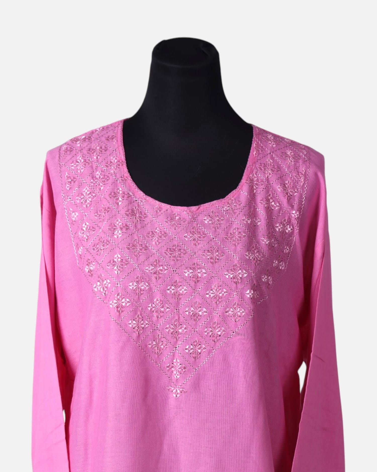 Pink Embroidered Cotton Punjabi Dress