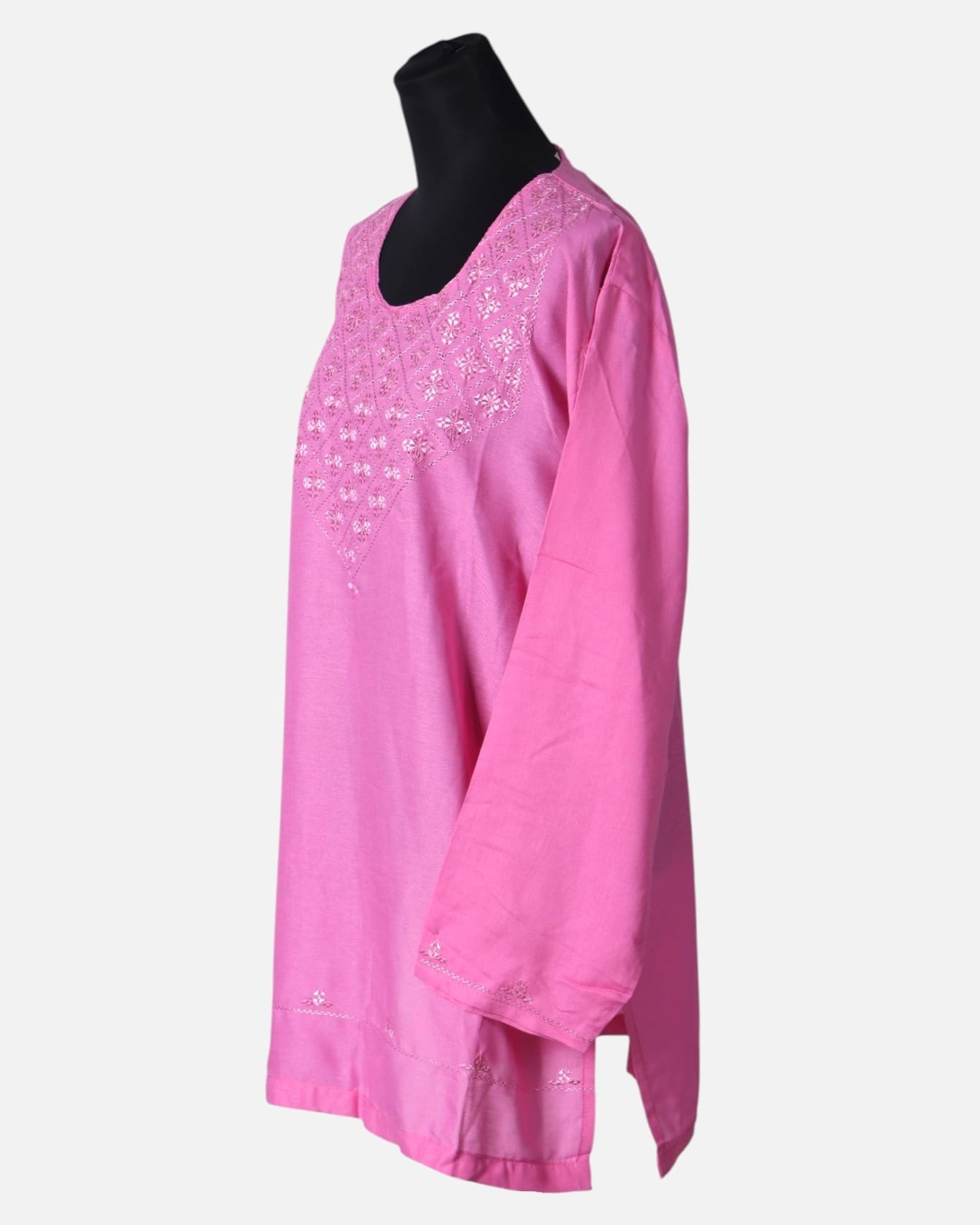Pink Embroidered Cotton Punjabi Dress