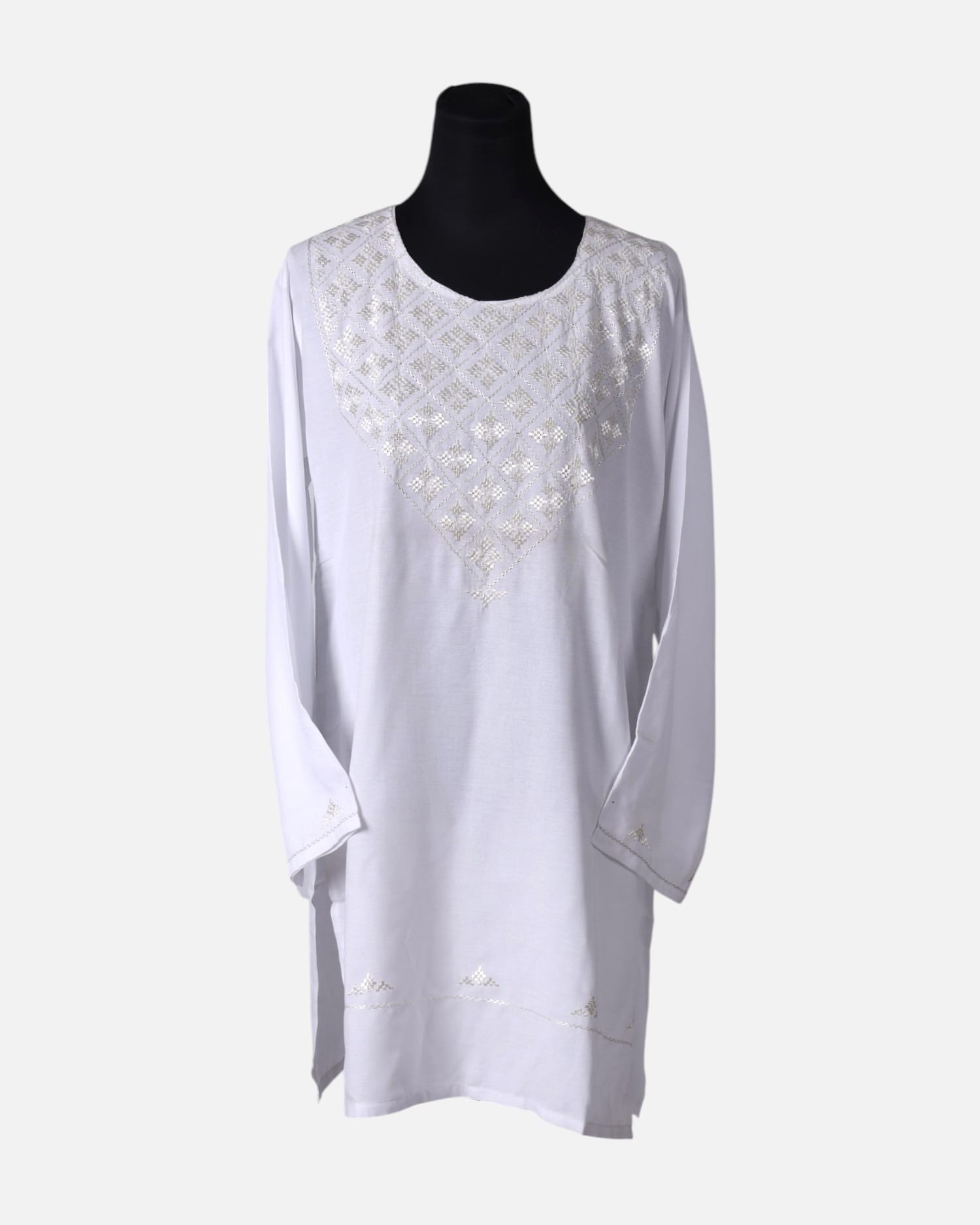 Classic White Cotton Top Dress with Fine Embroidery