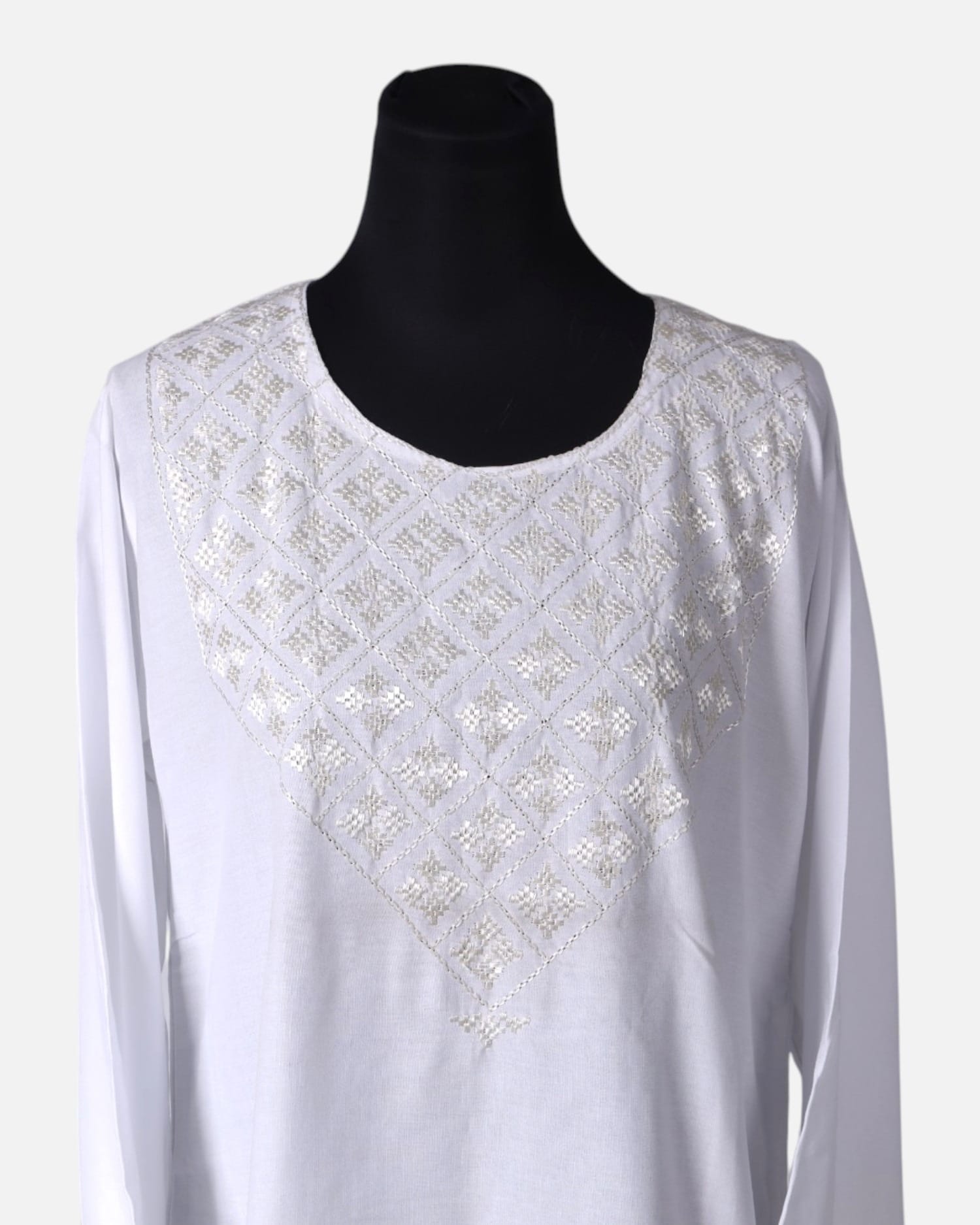 Classic White Cotton Top Dress with Fine Embroidery