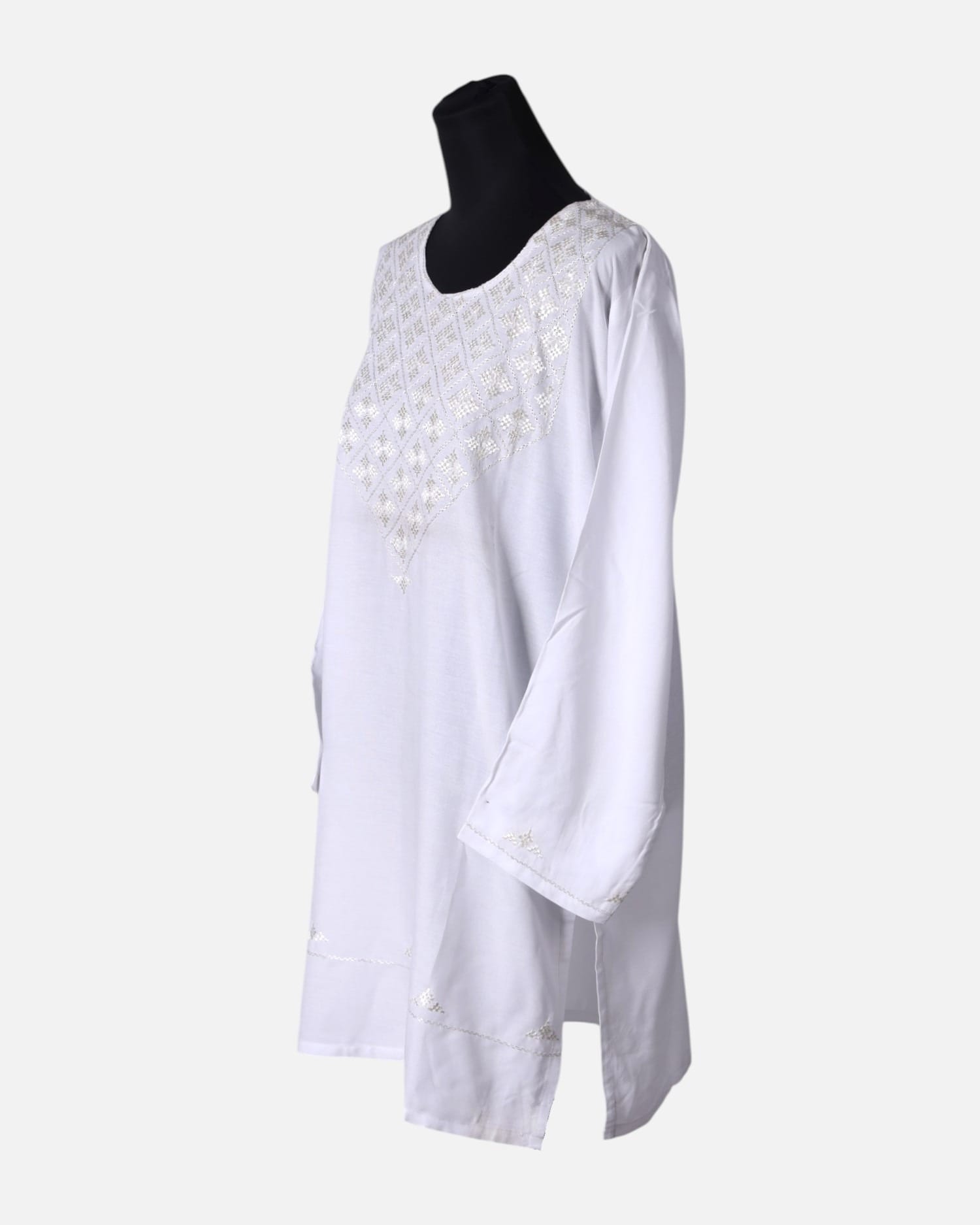 Classic White Cotton Top Dress with Fine Embroidery
