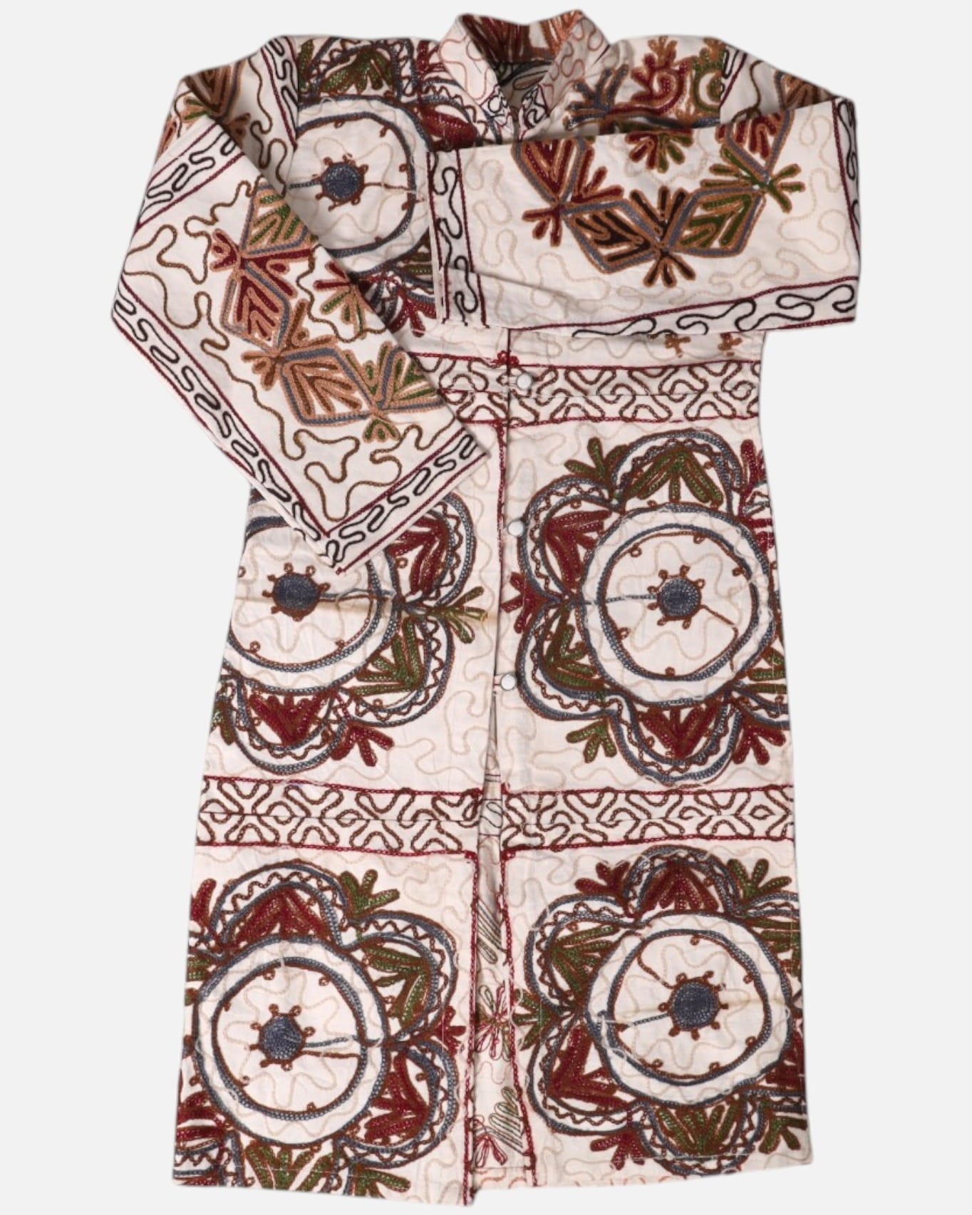 Ivory Embroidered Cotton Coat Nakh Zarin
