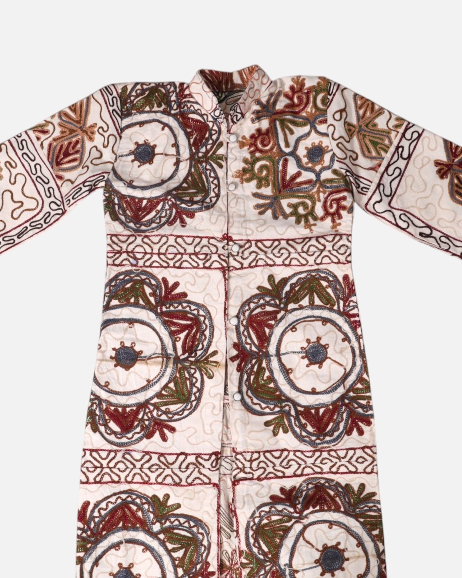 Ivory Embroidered Cotton Coat Nakh Zarin