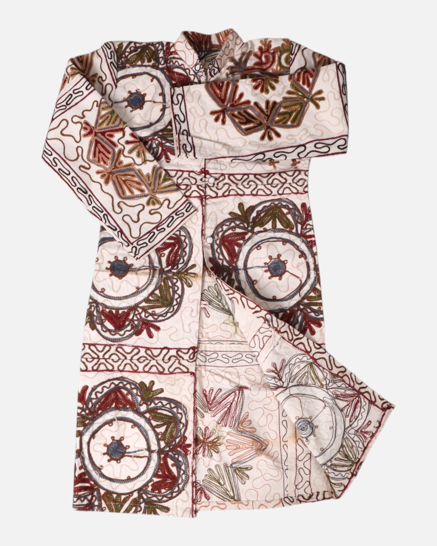 Ivory Embroidered Cotton Coat Nakh Zarin