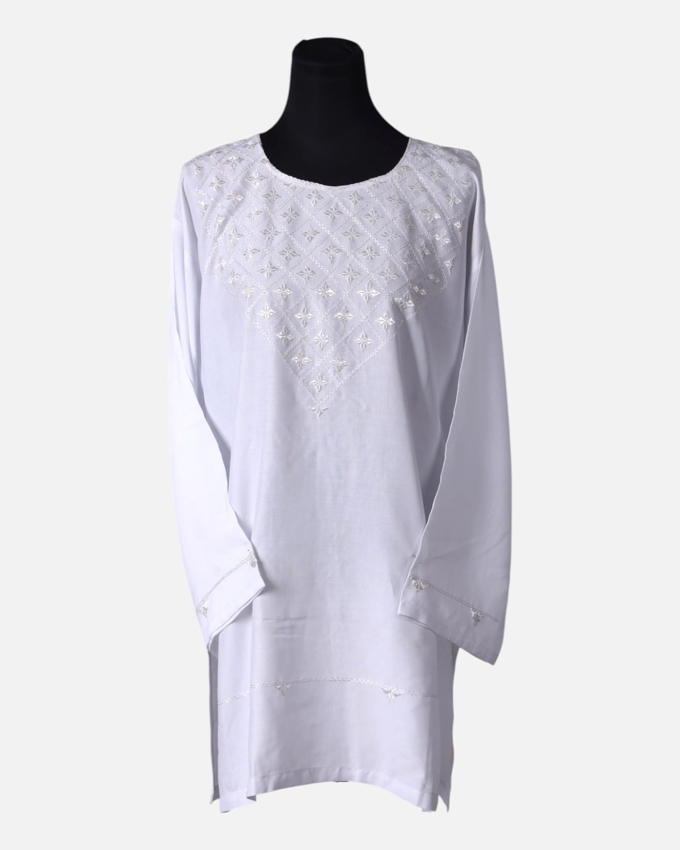White Punjabi Dress & Matching Scarf