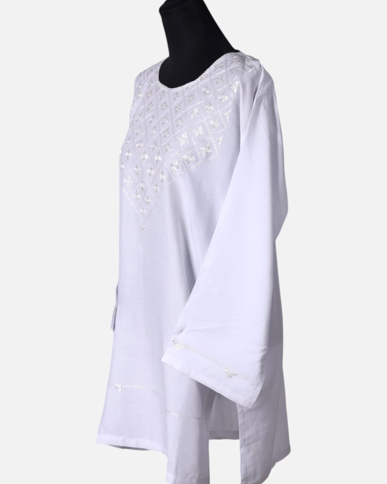 White Punjabi Dress & Matching Scarf