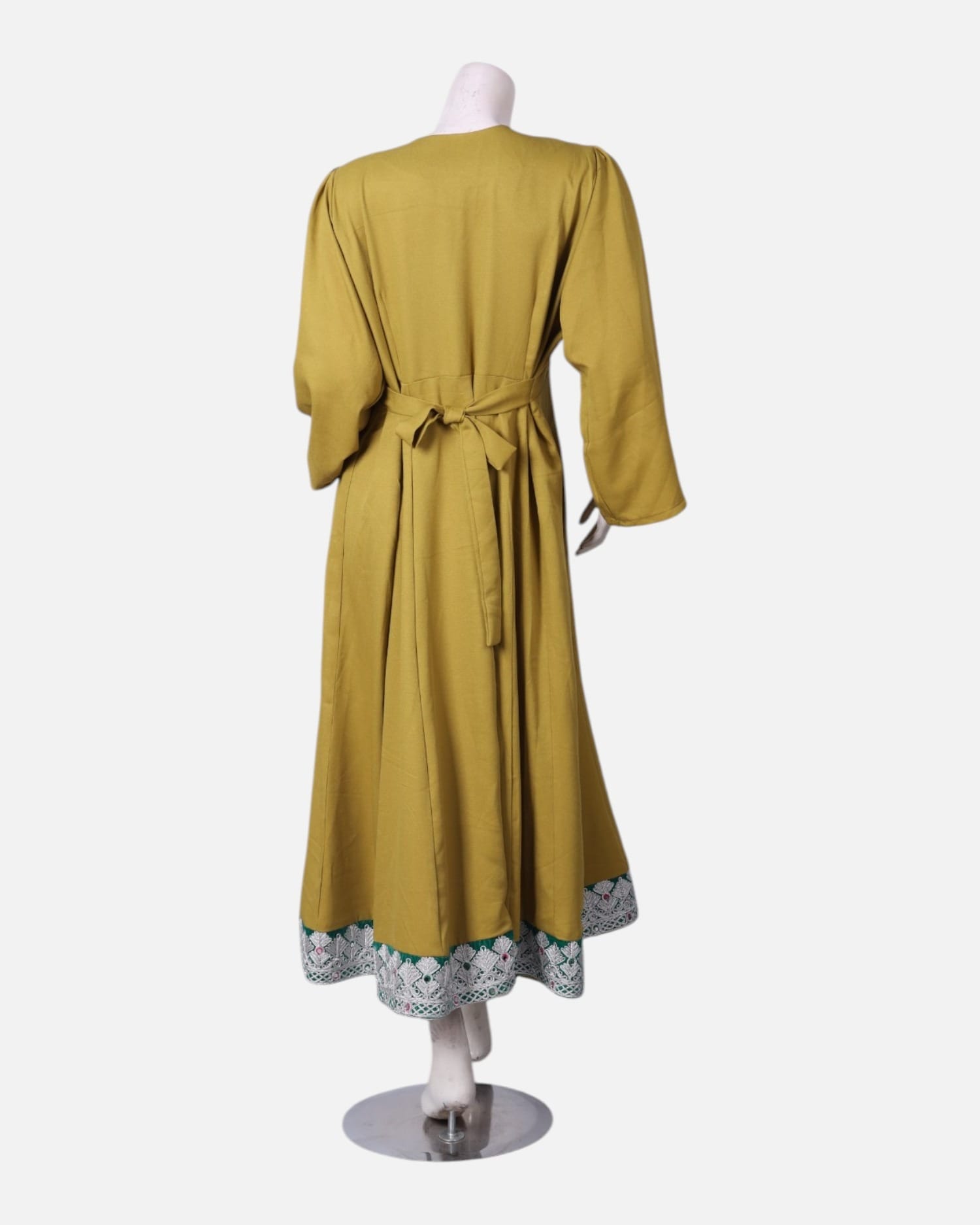 Yellow Afghan Dress with Hand Embroidered Maxi Elina